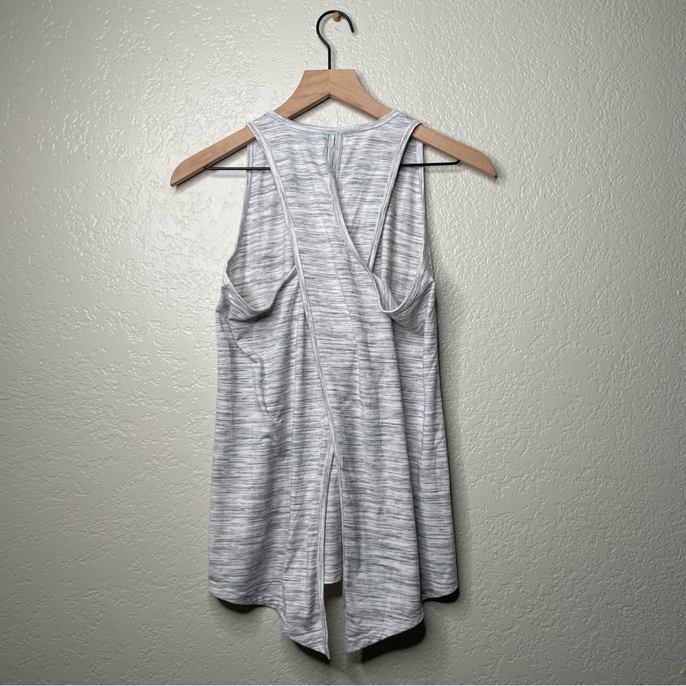Athleta Essence Spacedye Tie Back Tank Gray Striped Women's Workout Tank Top - Picture 9 of 13